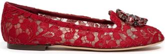Dolce & Gabbana Kanten Ballerina Schoenen - Dames - Ballerinas - Rood - 36 1/2 EU - Schoenen