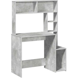 vidaXL Scrivania Mensole Grigio Cemento 100x45x140cm Legno Multistrato - Vidaxl