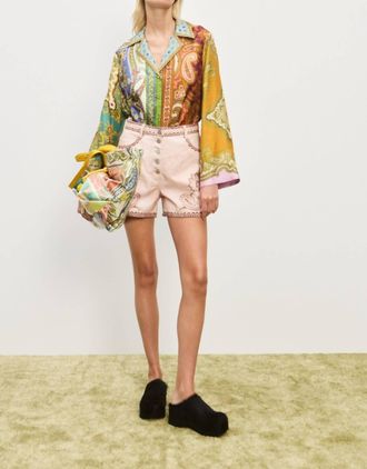 Alemais Akia Denim Short In Pink