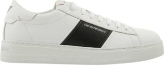 Emporio Armani Leather Sneakers With Logo Detail, Brand Size 10 ( US Size 11 )