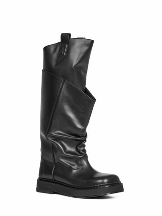The Attico Womens Black New Robin Passeggiata Combat Boots Calf Leather