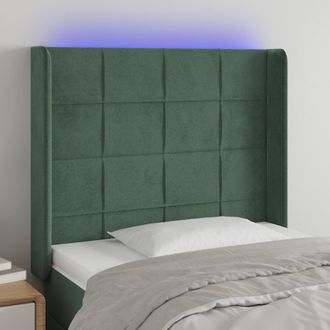 vidaXL Cabecero Con Led De Terciopelo Verde Oscuro 83x16x118/128 Cm Vidaxl