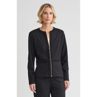 Misook Heritage LuxeStretch Ponte Zip-Up Jacket in Black at Nordstrom, Size Xx-Large