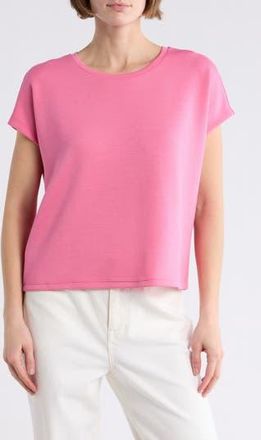 T Tahari Extended Shoulder Crewneck Scuba Knit T-Shirt in Bright Pink at Nordstrom Rack, Size X-Small