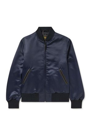 Golden Bear Sportswear Sukajan Leather-Trimmed Satin Bomber Jacket