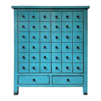 Wanderlust Deco Armario de madera artesanal azul 102x42x120 alt. Cm