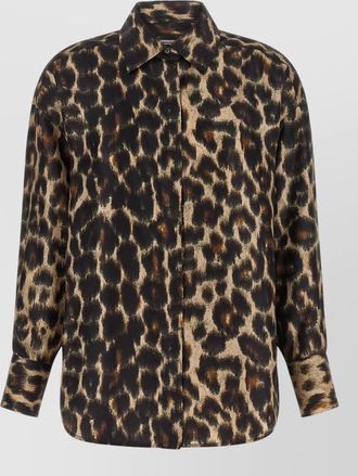 Alberto Biani silk jaguar print long sleeve shirt