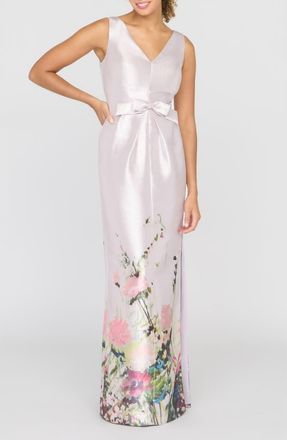 Kay Unger Wendy Metallic Floral Gown in Lilac Mist Multi at Nordstrom, Size 16