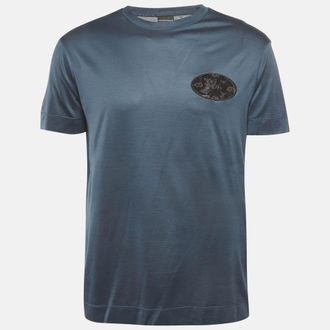 Emporio Armani Blue Jersey Applique T-Shirt