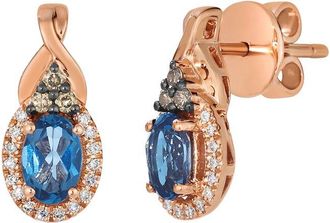 Le Vian 14K Rose Gold 1.17 Ct. Tw. Diamond & London Blue Topaz Earrings
