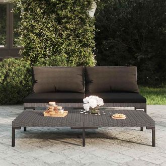 vidaXL Sof&aacute;s De Jard&iacute;n Semicirculares 2 Uds Y Cojines Rat&aacute;n Sint&eacute;tico Vidaxl