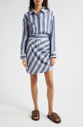 Smythe Stripe Long Sleeve Mini Shirtdress in Indigo Stripe at Nordstrom Rack, Size 0