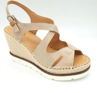 Gentle Souls Womens Elise Platform Wedge Sandal In Metallic Mushroom