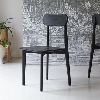 Tikamoon Silla de caoba maciza negra
