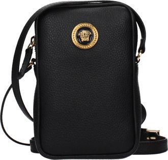 Versace Herrens Umh&auml;ngetasche aus schwarzem Leder