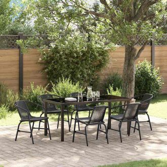 vidaXL Conjunto De Comedor De Jard&iacute;n 7 Pcs Negro Polirat&aacute;n Vidaxl