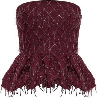 Rotate Albertina Sequin Top - Dames - Tops zonder mouwen - Rood - XS - Leer - Tops
