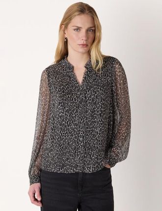 Whistles Dragonfly Print Blouse in Black/white at Nordstrom, Size 10
