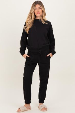 Pinkblush Fleece Long Sleeve Pullover & Jogger Set in Black at Nordstrom, Size X-Large