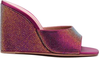Amina Muaddi Lupita Crystal Wedge Sandals