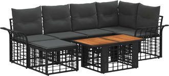 vidaXL Conjunto De Sof&aacute;s De Jard&iacute;n 7 Uds. Negro Y Gris Oscuro Vidaxl