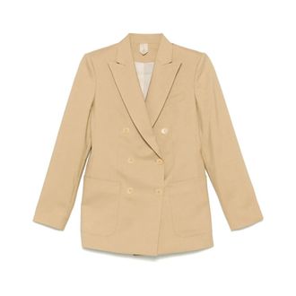 Max Mara Beige Double-Breasted Jacket with Pockets