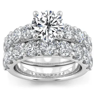 Pompeii3 Certified 6ct Diamond Engagement Wedding Ring Set 14K White Gold Lab Grown Size Selectable