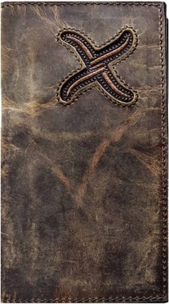 Twisted X Boots Distressed X Logo Rodeo Wallet In Brown Bomber