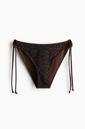H&M Cheeky Tie-Tanga Bikinihose - Dunkelbraun/Leopardenprint