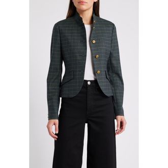 Rag & Bone Slade Plaid Crop Wool Blend Blazer in Green Multi Plaid at Nordstrom Rack, Size 0