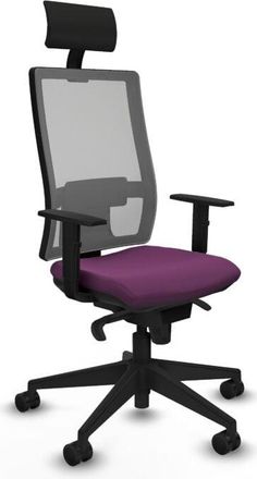 Piqueras y Crespo Piqueras Y Crespo - Horna sincro malla gris similpiel morado brazos 1D base piramidal cabecero fijo ruedas 65mm nailon