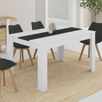 IDMarket Georgia Mesa De Comedor Para 6 Personas Blanca Y Negra 140 X 90 Cm