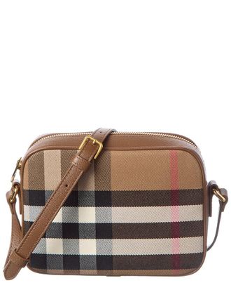 Burberry Small Check Canvas & Leather Camera Bag