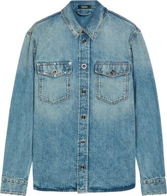 Versace Stud-embellished Denim Shirt - Light Blue - 52 (IT52 / XL)