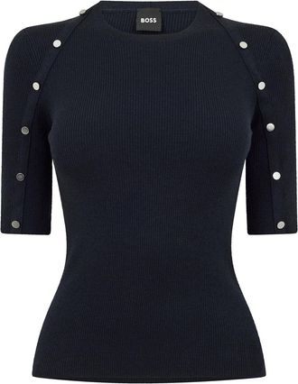 HUGO BOSS Womens Sweater in Dark Blue - Size 14 UK