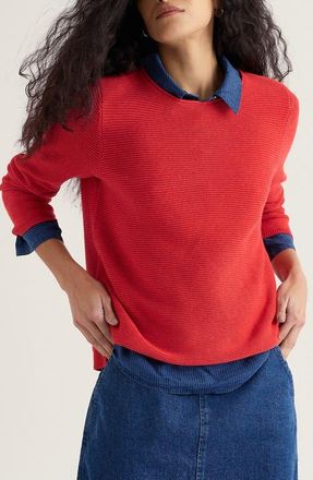 Seasalt Cornwall Makers Rib Organic & Recycled Cotton Sweater in Tomato at Nordstrom, Size 12 Us