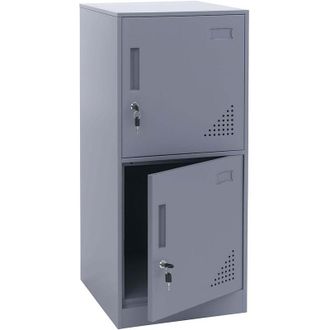 Hhg Armario Hhg-509, Taquilla, Armario Con Taquillas, Armario Con 2 Puertas, 90 X 38 X 45 Cm, Acero, Gris