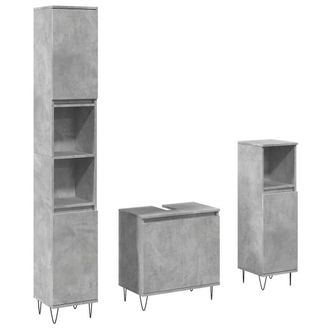 Berkfield Home 3 Piece Bathroom Furniture Set Concrete Grey Engineered Wood