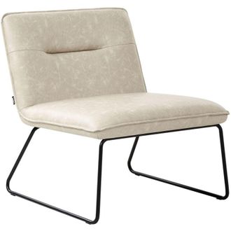 Beliani Beliani - Poltrona senza braccioli Seduta ampia Design classico vintage Rivestimento in ecopelle Beige chiaro Cotulla