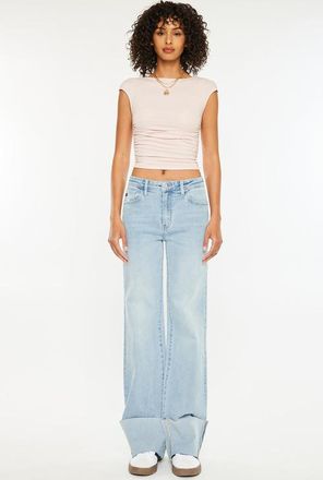 Kancan Franny High Rise Wide Flare Jeans in Light Wash at Nordstrom, Size 26