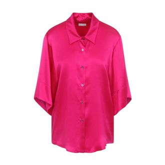 Dries Van Noten Shirts, female, Pink, Size: XS Silk Long Sleeve Shirt