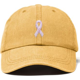 Dalix Pink Ribbon Dad Cap in Washed Gold at Nordstrom