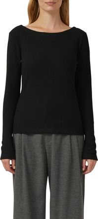 s.Oliver Langarmshirt S.OLIVER, Damen, Gr. 38, schwarz, Strick, Obermaterial: 65% Polyester, 35% Viskose, unifarben, normal h&uuml;ftbedeckend, U-Boot-Ausschnitt, S