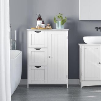 Vasagle Bathroom Floor Cabinet with 3 Drawers & Adjustable Shelf in White