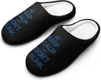 Generic Keep Calm And Dont Blink Funny Mens Cotton Slippers Soft Non-Slip Rubber Sole House Slipper Indoor Outdoor