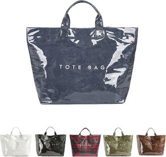 Generic Christmas Plaid Tote Bag for Women PVC Tote Bags Trendy ChristmasGift Bag Large Carry All Hobo Handbag for Shopping (Blue)