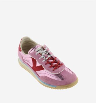 Victoria Womens Saturno Metallic Nylon And Suede Sneakers In Rosa