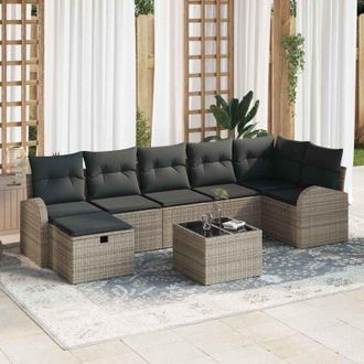 vidaXL Vidaxl - Conjunto De Sof&aacute; De Jard&iacute;n 8 Pcs Gris 289 X 124 X 85 Cm
