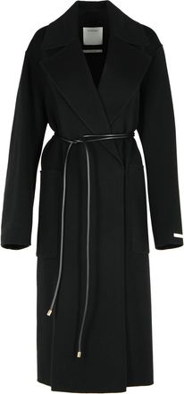 Sportmax Sportmax Abate Black Virgin Wool Robe Coat