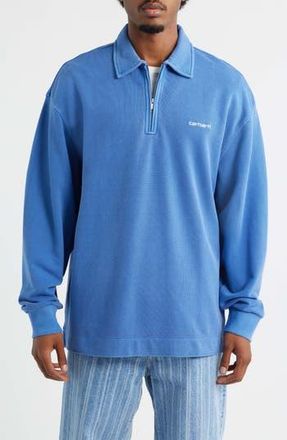 Carhartt Work in Progress Cotton Piqu&eacute; Quarter Zip Pullover in Wolfsbane /White Garment Dyed at Nordstrom Rack, Size Xx-Large